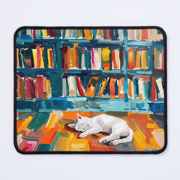 Item preview, White cat in the library - sleeping designed and sold by sakurashorty.