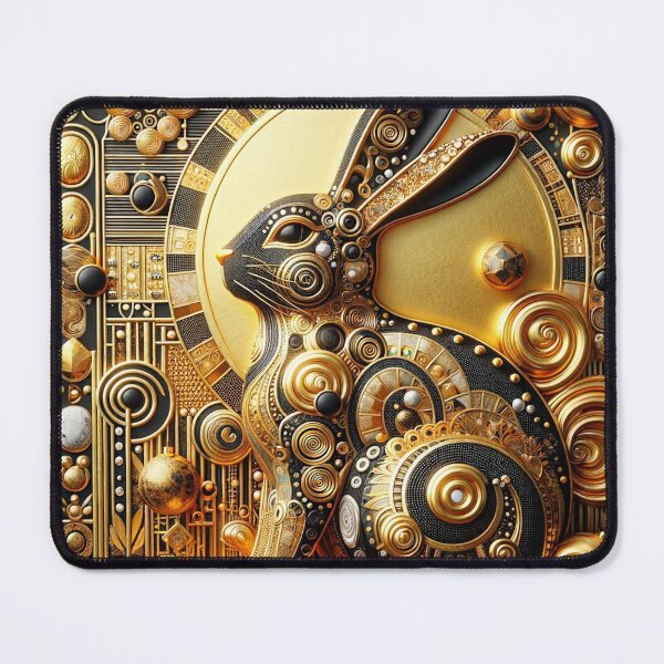 Item preview, Golden Steampunk Rabbit Art Print | Mechanical Hare Geometric Illustration designed and sold by Suzana Djordjevic.