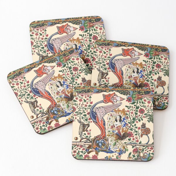 Item preview, WEIRD MEDIEVAL BESTIARY, Dragon and Spinning Harpie,Harpist Rabbit,Snail Cat designed and sold by BulganLumini.