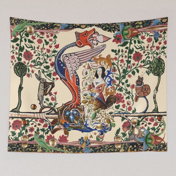 Item preview, WEIRD MEDIEVAL BESTIARY, Dragon and Spinning Harpie,Harpist Rabbit,Snail Cat designed and sold by BulganLumini.