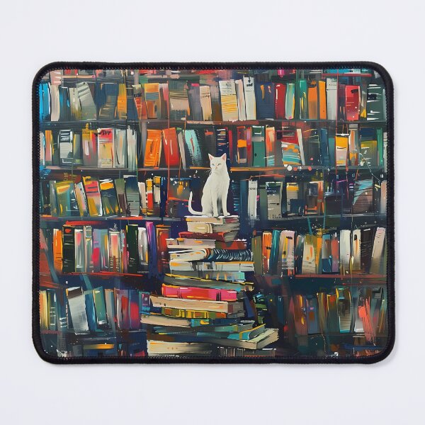 Item preview, White cat in the library - resting designed and sold by sakurashorty.