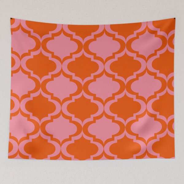Item preview, Pink and Orange Moroccan Tile Trellis Pattern  designed and sold by Yasminepatterns .