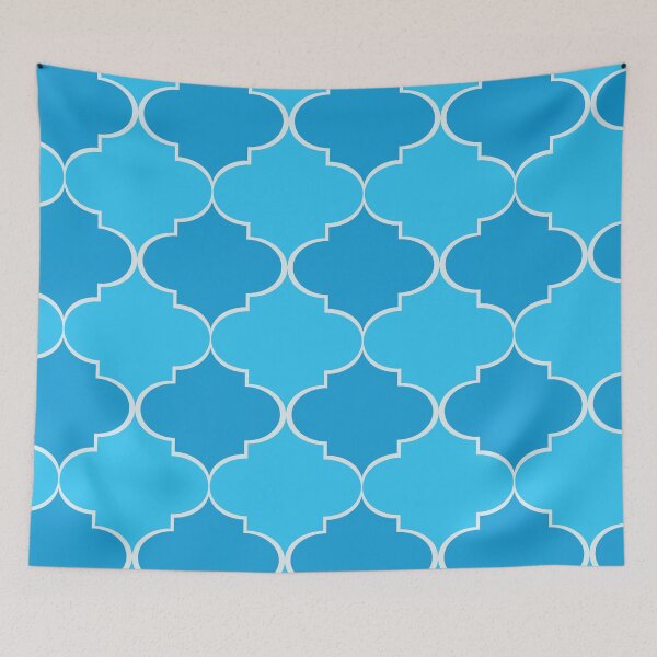 Item preview,  Blue and Turquoise Moroccan Tile Trellis Pattern  designed and sold by Yasminepatterns .