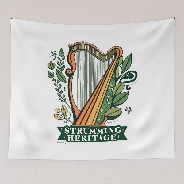 Item preview, Strumming Heritage - Harp and Greenery Sketch designed and sold by NiftyWrx.