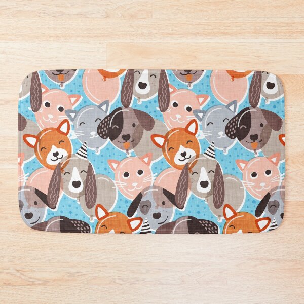 Item preview, Pet pawty time // sky blue background dogs and cats paper balloon animals party wallpaper designed and sold by SelmaCardoso.