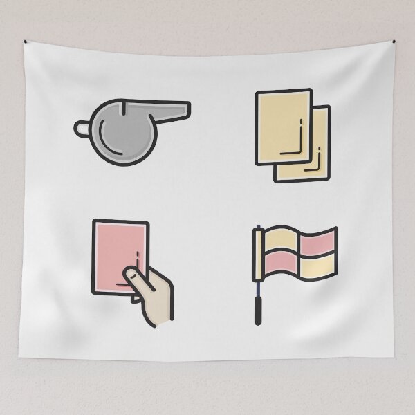 Item preview, Soccer referee whistle, red, yellow cards and offside flag designed and sold by Sargatal.