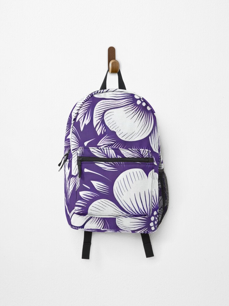 Thumbnail 1 of 3, Backpack, Violet Floral Pattern  designed and sold by GraphicsClub.