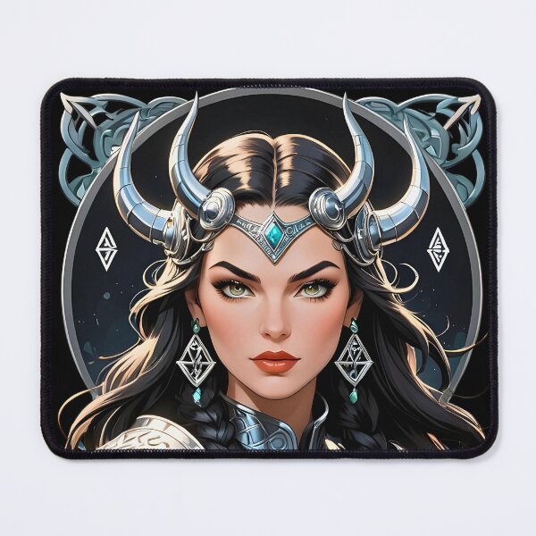 Item preview, Valkyrie Viking Warrior Nordic Mythology retro comic design designed and sold by BorgSpareParts.