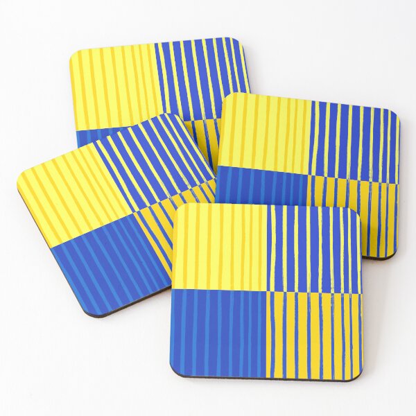 Item preview, Blue and Yellow Brushstroke Stripes Grid Patchwork  designed and sold by OneThreeSix.