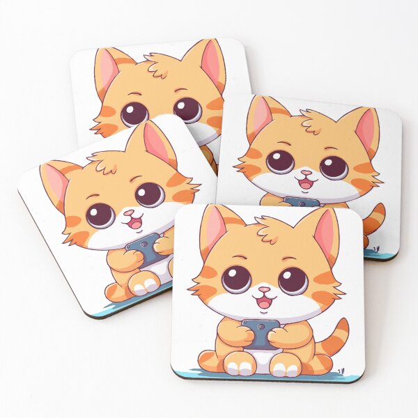 Item preview, Playful Purr: Orange Tabby Cat with Smartphone Illustration designed and sold by Eshwarx.