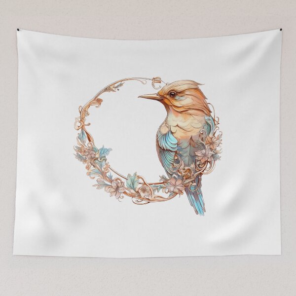 Item preview, Boho Bird with wreath Graphic Watercolor Menagerie A Celebration of Animals in Every Form  designed and sold by dcohea.
