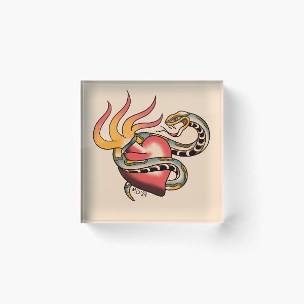 Item preview, American Traditional Snake and Sacred Heart designed and sold by marenara.