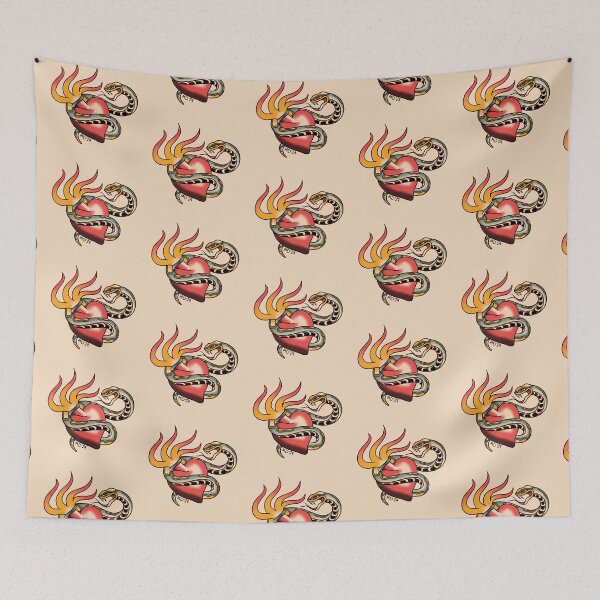 Item preview, American Traditional Snake and Sacred Heart designed and sold by marenara.