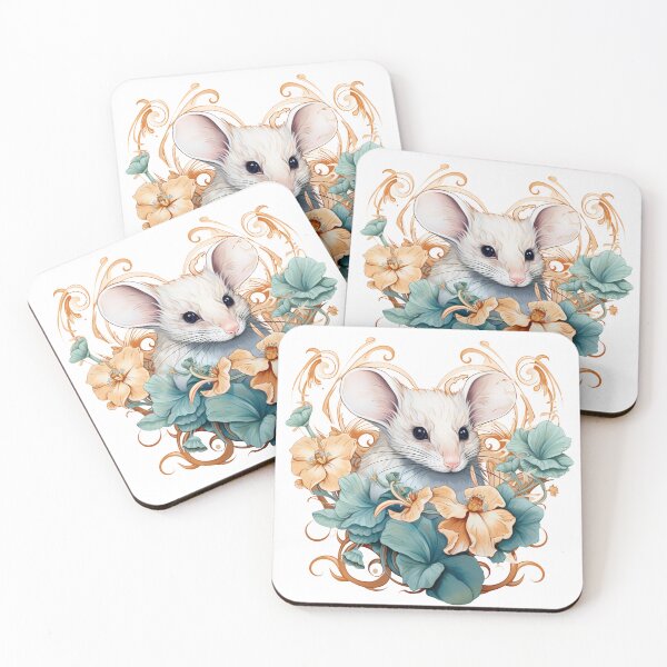 Item preview, Boho Cute White Mouse Graphic Watercolor Menagerie A Celebration of Animals in Every Form  designed and sold by dcohea.
