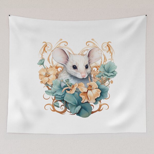 Item preview, Boho Cute White Mouse Graphic Watercolor Menagerie A Celebration of Animals in Every Form  designed and sold by dcohea.