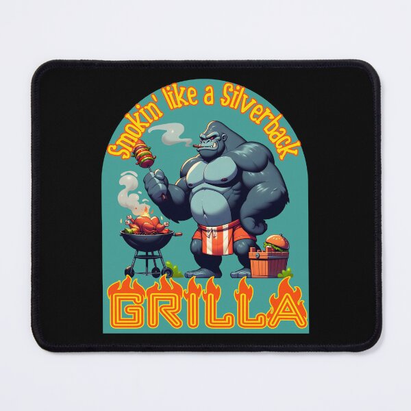 Item preview, Smokin' like a Silverback Grilla Barbecuing Gorilla Funny Cartoon BBQ designed and sold by André Botes.