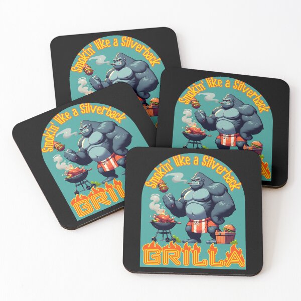 Item preview, Smokin' like a Silverback Grilla Barbecuing Gorilla Funny Cartoon BBQ designed and sold by André Botes.