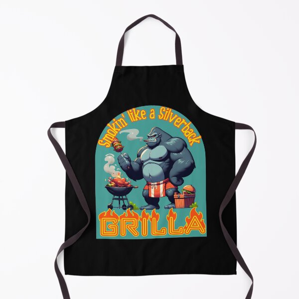 Item preview, Smokin' like a Silverback Grilla Barbecuing Gorilla Funny Cartoon BBQ designed and sold by André Botes.