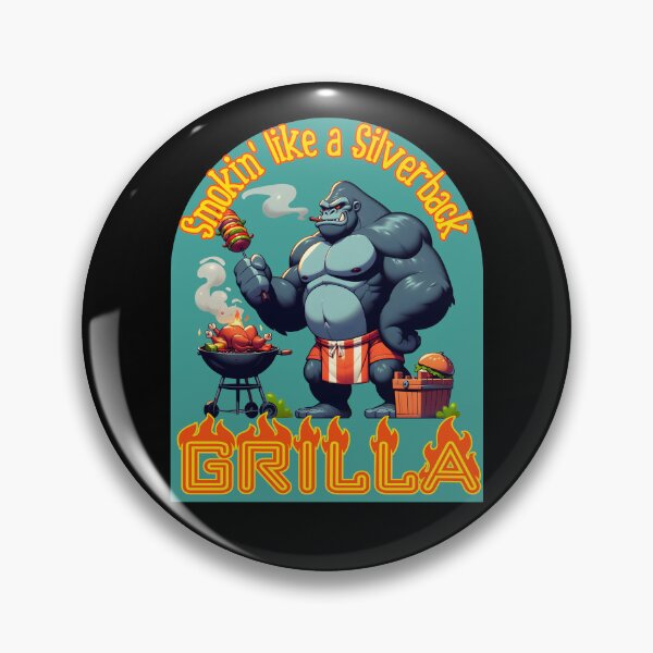 Item preview, Smokin' like a Silverback Grilla Barbecuing Gorilla Funny Cartoon BBQ designed and sold by André Botes.