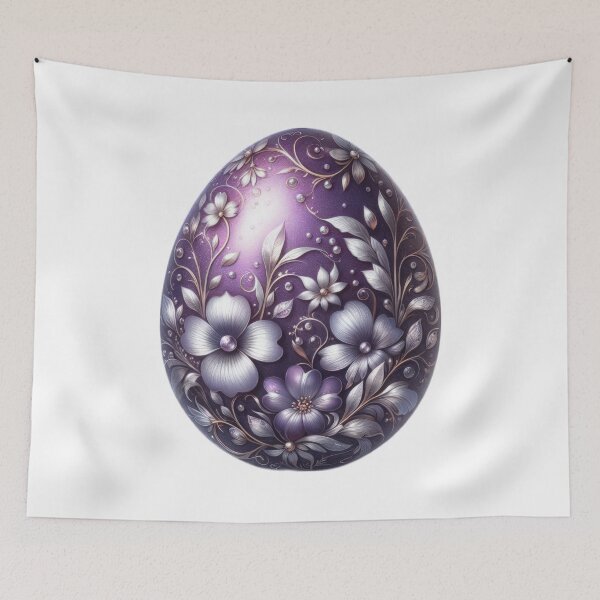 Item preview, purple easter egg with silver  flowers decoration Easter Egg designed and sold by Expressions-Sel.