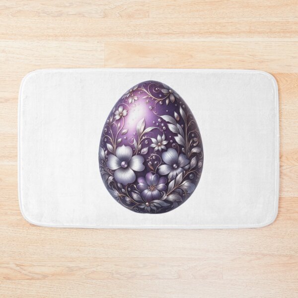 Item preview, purple easter egg with silver  flowers decoration Easter Egg designed and sold by Expressions-Sel.