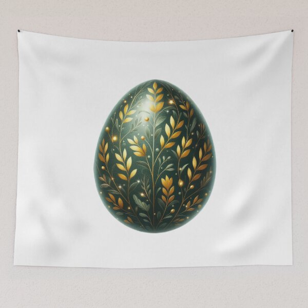 Item preview, green easter egg with gold ear of wheat decoration Easter Egg designed and sold by Expressions-Sel.