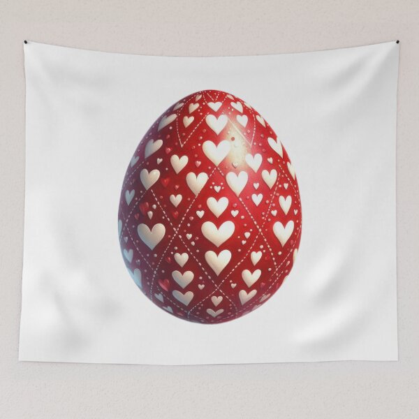 Item preview, easter egg red with white hearts decoration designed and sold by Expressions-Sel.