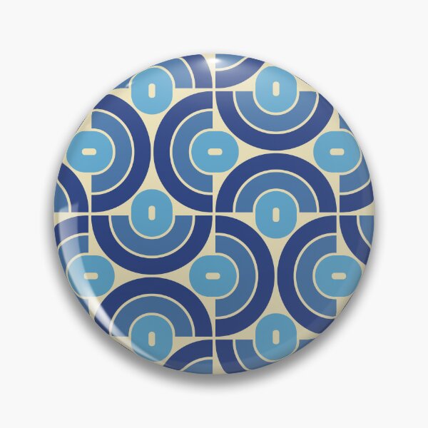 Item preview, Retro 70s Mid Mod Geometric Pattern Blue designed and sold by tonymagnerart.