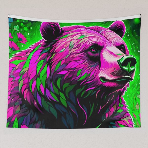 Item preview, Enchanted Flora: The Pink and Green Bear designed and sold by GrizzlyCollective.