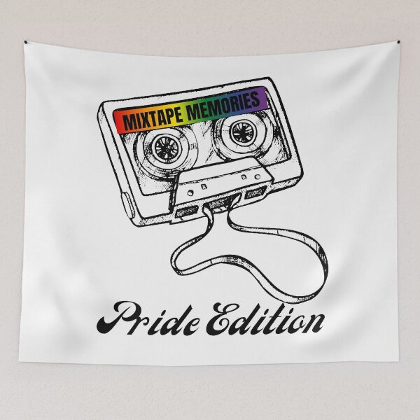 Item preview, Retro Cassette Tape Tees, Mixtape Memories Pride Edition Slogan, Rainbow graphic, Retro Cassette with rainbow graphic and text, LGBTQ+  retro tees,  designed and sold by PrideBeProud.
