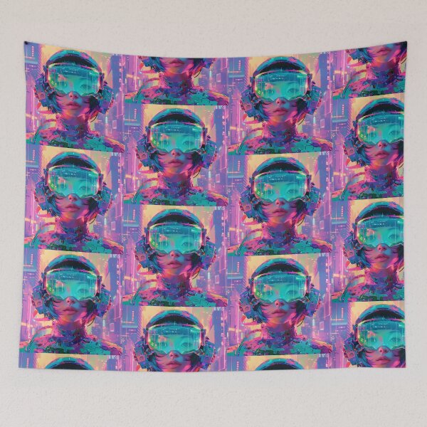 Item preview, CyberWave Future Girl Cyberpunk Art designed and sold by RozziLofi.