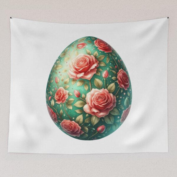 Item preview, easter green egg with red roses decoration designed and sold by Expressions-Sel.