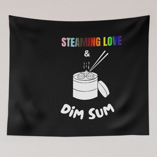 Aperçu de l'œuvre Steaming Love & Dim Sum Slogan, Rainbow Text, LGBTQ+ Tees, Pride Festival Tees, Positive Slogan Tees, Dim Sum Lovers tees, Funny Tees créée et vendue par PrideBeProud.