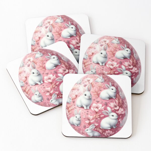 Item preview, easter egg with pink color and white bunnies decoration designed and sold by Expressions-Sel.