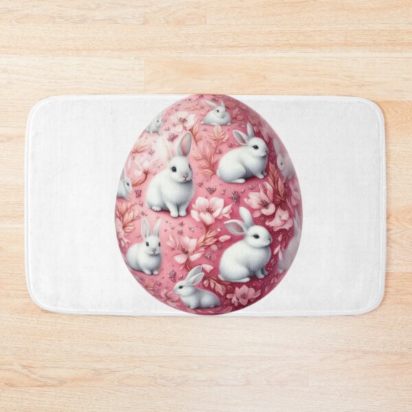 Item preview, easter egg with pink color and white bunnies decoration designed and sold by Expressions-Sel.