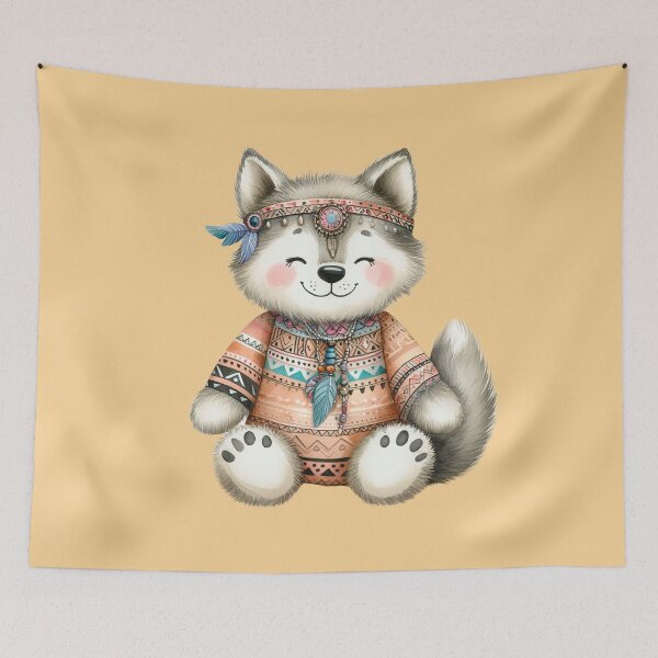 Item preview, Cute adorable boho wolf designed and sold by Blue-Fall.