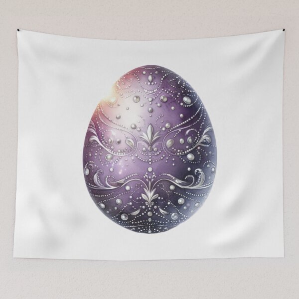 Item preview, Easter egg with purple color and silver monogram decoration designed and sold by Expressions-Sel.