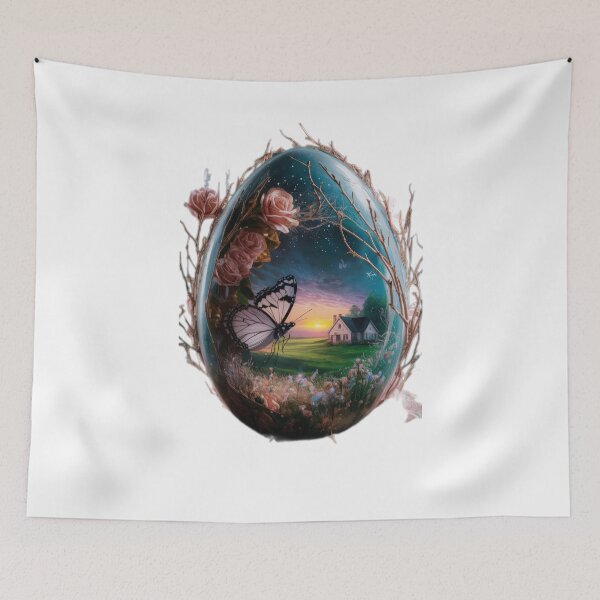 Item preview, easter egg with butterfly landscape decoration designed and sold by Expressions-Sel.