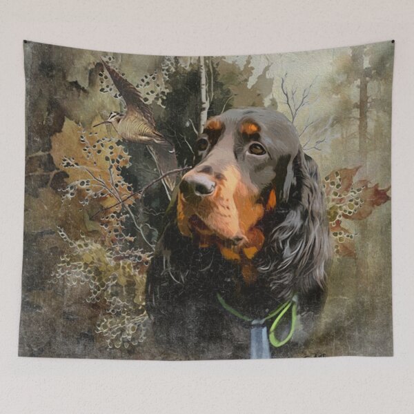 Item preview, Beautiful Gordon Setter with Woodcock designed and sold by TammyHunterArt.