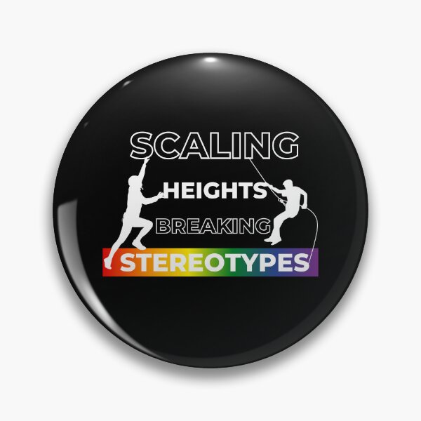 Item preview, Scaling Heights, Breaking Stereotypes slogan, LGBTQ+ slogan tees, pride festival tees, rainbow graphic with text, Positive Slogan tees,  designed and sold by PrideBeProud.