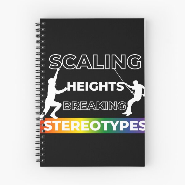Item preview, Scaling Heights, Breaking Stereotypes slogan, LGBTQ+ slogan tees, pride festival tees, rainbow graphic with text, Positive Slogan tees,  designed and sold by PrideBeProud.