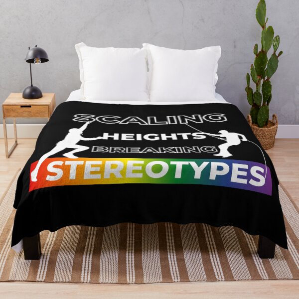 Item preview, Scaling Heights, Breaking Stereotypes slogan, LGBTQ+ slogan tees, pride festival tees, rainbow graphic with text, Positive Slogan tees,  designed and sold by PrideBeProud.