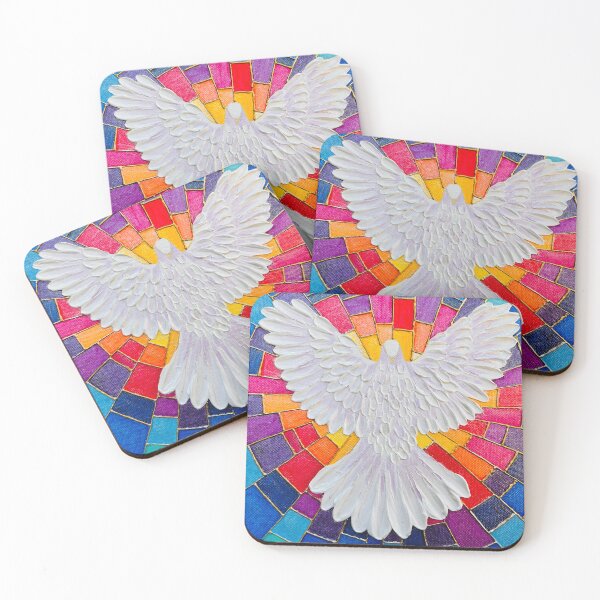 Item preview, Arte de medios mixtos de paloma de vidrieras designed and sold by Amazink Creations.