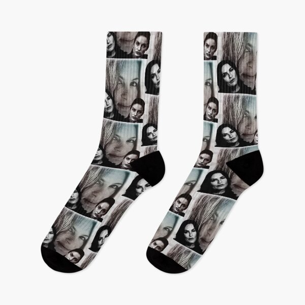 Item preview, Black and White Mariska Hargitay cute socks stickers  designed and sold by Movietvseries.