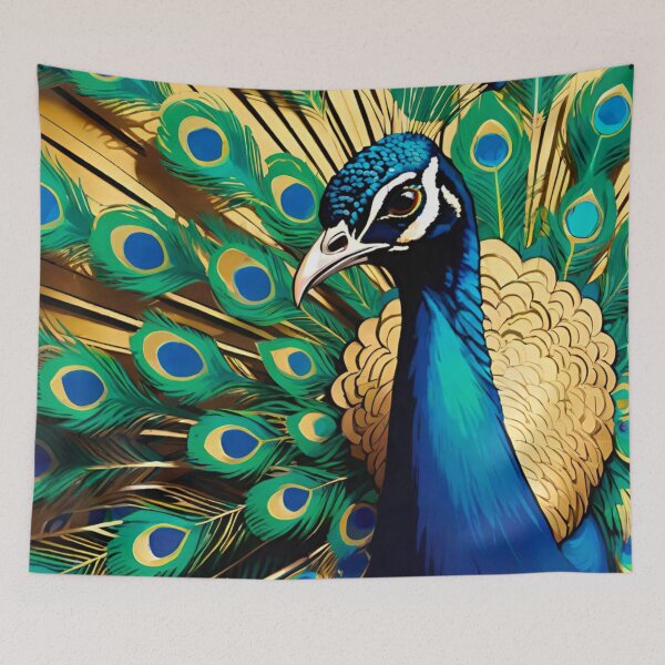 Aperçu de l'œuvre Plumage Radieux : Majestueux Paon Multicolore créée et vendue par GrizzlyCollective.