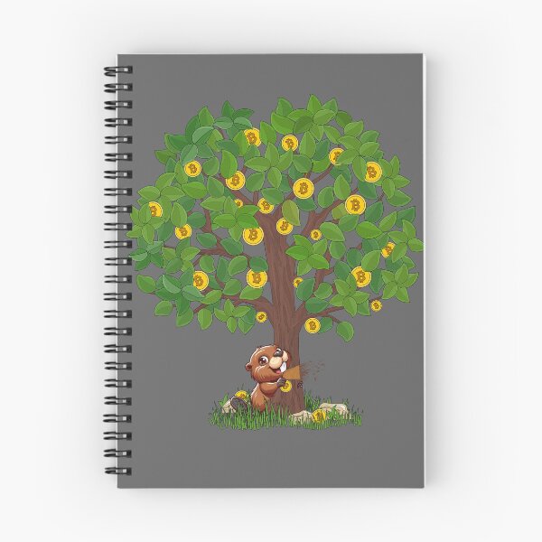 Item preview, Tree of Bitcoin, is eaten by the beaver designed and sold by CryptoFunMerch.