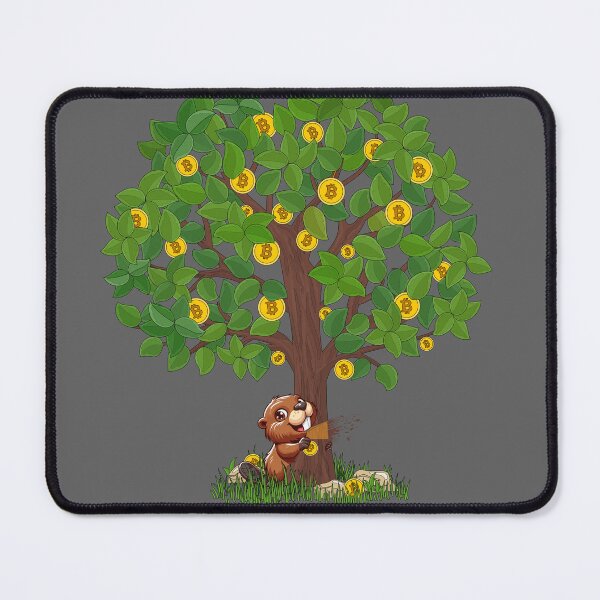 Item preview, Tree of Bitcoin, is eaten by the beaver designed and sold by CryptoFunMerch.