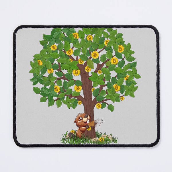 Item preview, Tree of Bitcoin, is eaten by the beaver designed and sold by CryptoFunMerch.