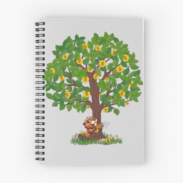 Item preview, Tree of Bitcoin, is eaten by the beaver designed and sold by CryptoFunMerch.