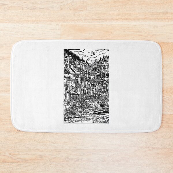 Item preview, Complex scene of a village in ink designed and sold by K1ndo.